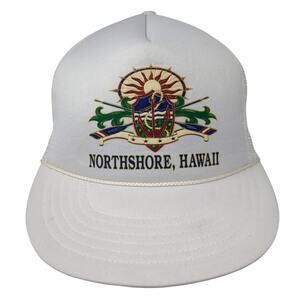 Northshore, Hawaii Snapback Trucker Hat White One Size Adjustable Rope KC